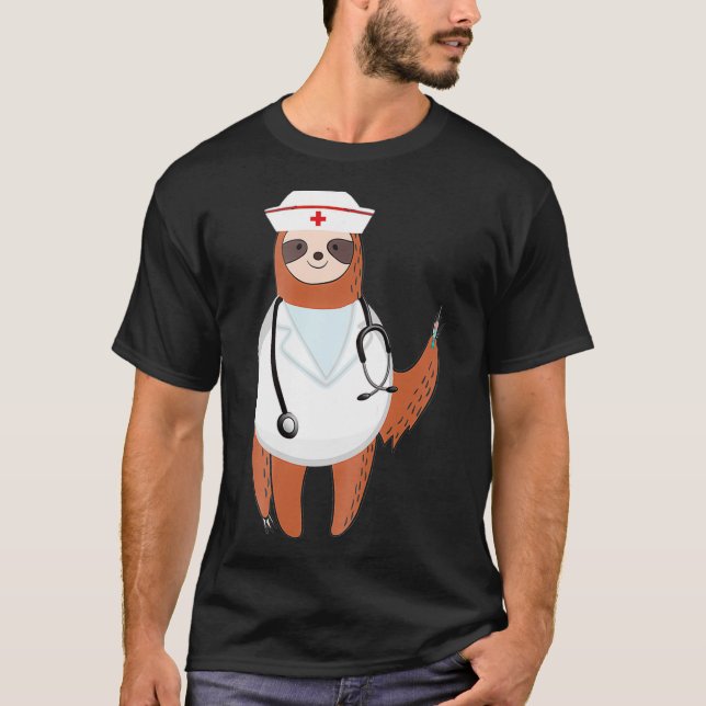 Ärztliche Scrub Top-Krankenschwestern, die Sloth-G T-Shirt (Vorderseite)