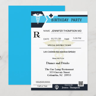 ärztliche Verschreibung Pad Birthday Einladung