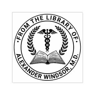 Ärztlicher Arzt Caduceus #1LR Buchname Permastempel