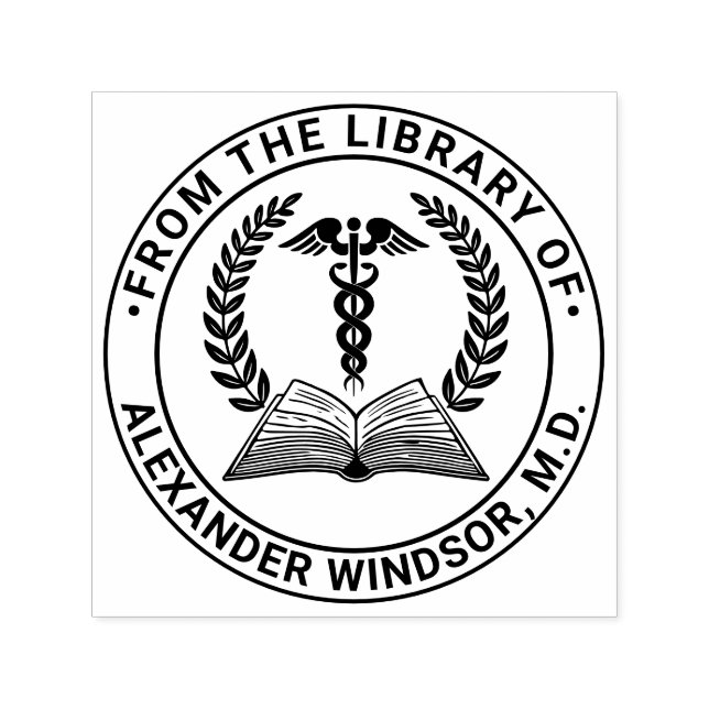 Ärztlicher Arzt Caduceus #1LR Buchname Permastempel (Design)