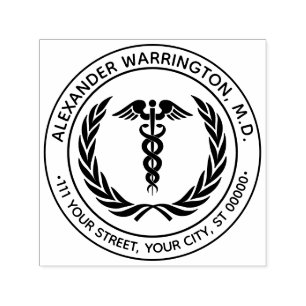 Ärztlicher Arzt Caduceus #1LR Name Anschrift Permastempel