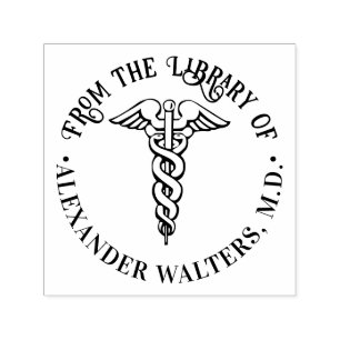 Ärztlicher Arzt Caduceus #2B "Aus der Bibliothek" Permastempel