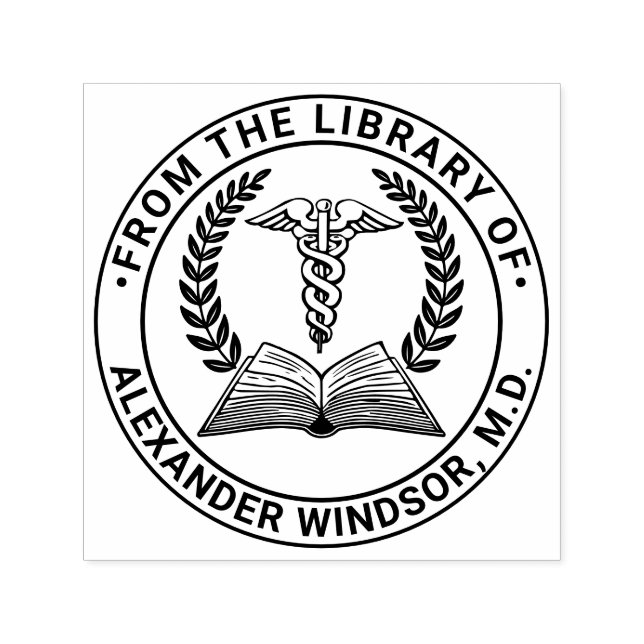 Ärztlicher Arzt Caduceus 2LR Buchname Anschrift Permastempel (Design)