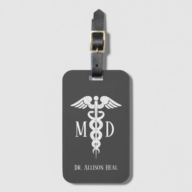 Ärztlicher Arzt MD-Caduceus-Symbol Gepäckanhänger (Vorderseite Vertikal)