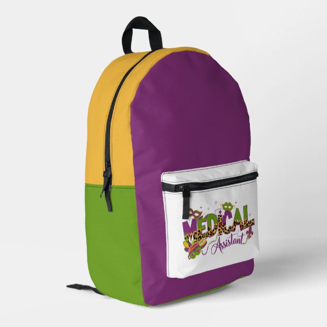 Ärztlicher Assistent - Mardi Gras-Rucksack Bedruckter Rucksack (Rückseitige Ecke links)