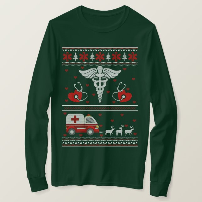 Ärztlicher Ugly Holiday Sweater T-Shirt (Design vorne)
