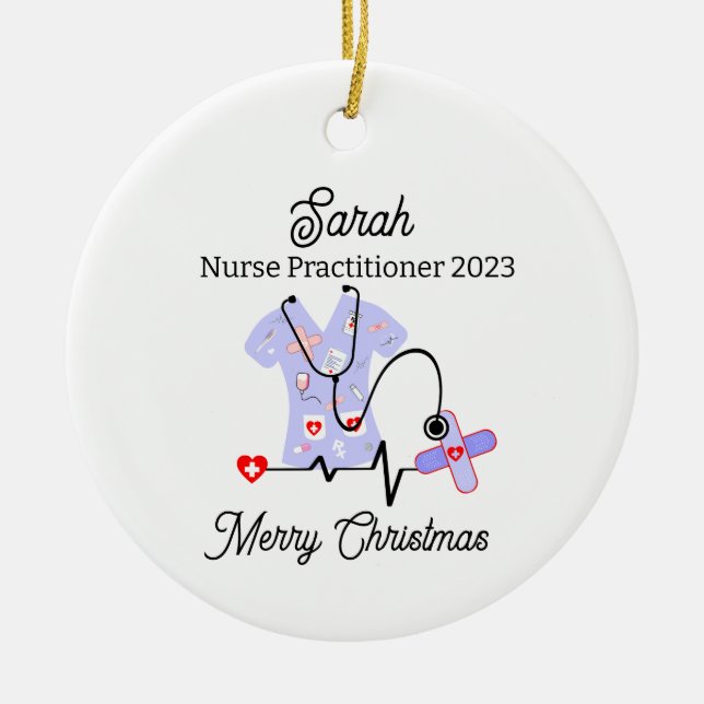 Ärztlicher Weihnachtskrankenpfleger 2023 Keramik Ornament (Vorne)