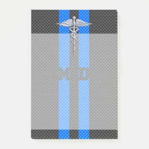 ArztMD Caduceus auf Kohlenstoff-Faser-Art Post-it Klebezettel