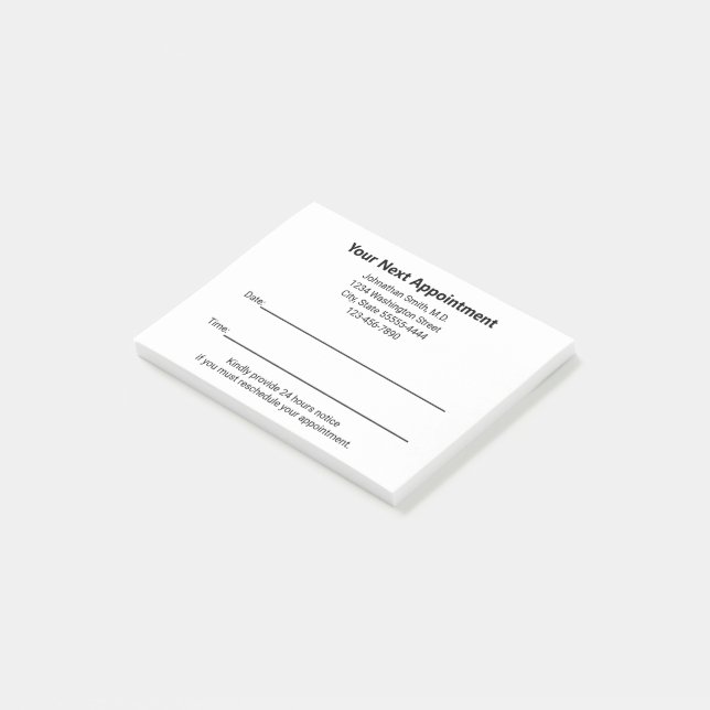 Arztpraxis Erinnerung an Ihren nächsten Termin Post-it Klebezettel (angewinkelt)
