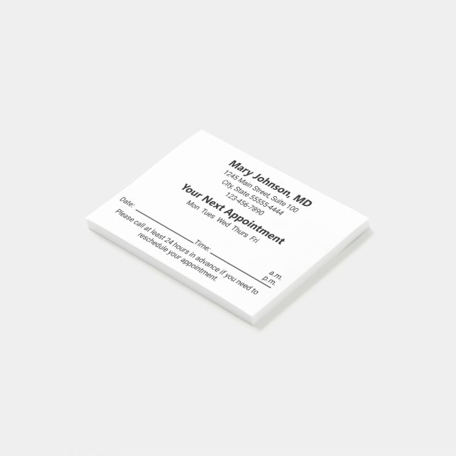 Arztpraxis Erinnerung an Ihren nächsten Termin Post-it Klebezettel (angewinkelt)