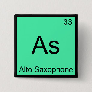 As - Alto Saxophone Funny Chemistry Element Symbol Button