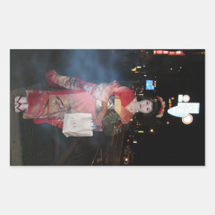 Asakusa Geisha Neo Tokyo Rechteckiger Aufkleber