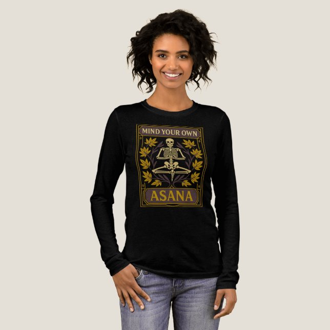 Asana Art-Deko Skeleton Yoga Tri-Blend Shirt (Volle Vorderseite)