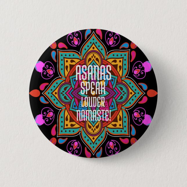 Asanas fließen stärker mit lebendigem Mandala Nama Button (Vorderseite)