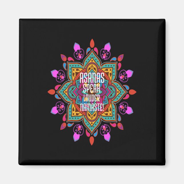 Asanas fließen stärker mit lebendigem Mandala Nama Magnet (Vorne)