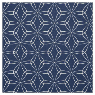 Asanoha Art 02 - Weiß auf DK-Blau 001744 Stoff