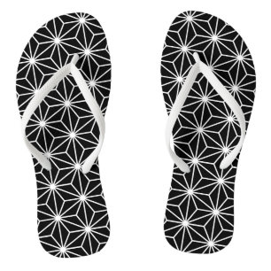 Asanoha-Schwarzweißmotiv Flip Flops