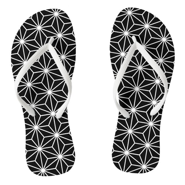 Asanoha-Schwarzweißmotiv Flip Flops (Fußbett)