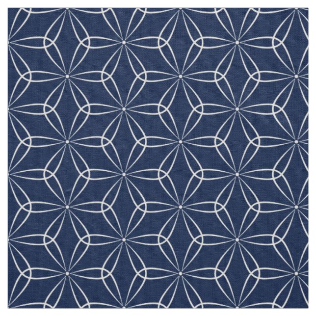 Asanoha Style 02 - White on Dk Blue 001744 Stoff (Muster)