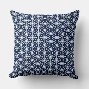 Asanoha Style - White on Dk Blue 001744 Kissen