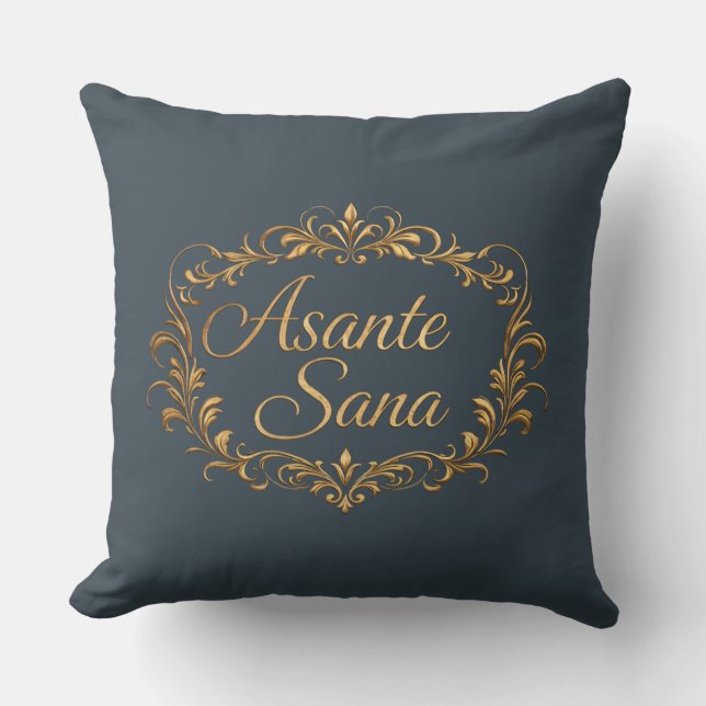Asante Sana Charcoal & Pink – Gilded Zen Reversibl Kissen (Vorderseite)