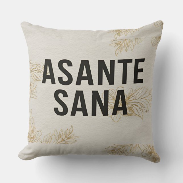 Asante Sana Ivory & Gold Neutral – Gilded Swahili  Kissen (Vorderseite)