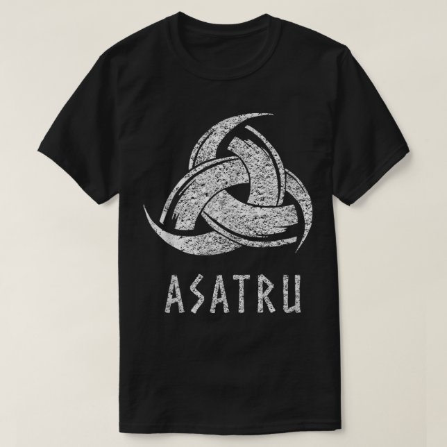 Asatru Odins Hörner Norse Mythology erschütterte V T-Shirt (Design vorne)