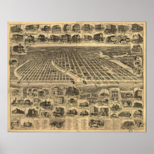 Asbury Park New Jersey 1897 Antique Panoramabalkar Poster