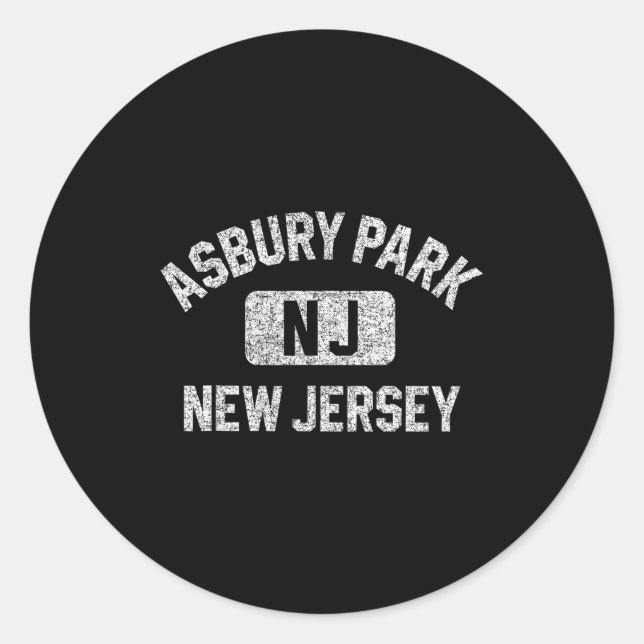 Asbury Park New Jersey Gym Style Distressed White  Runder Aufkleber (Vorderseite)