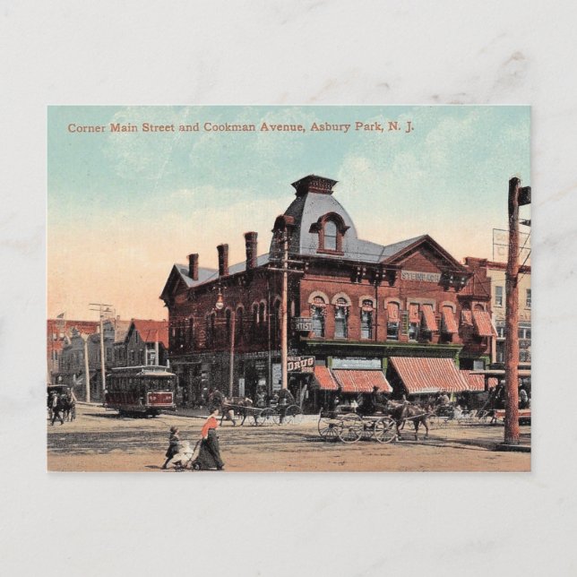 Asbury Park, New Jersey, Main St, Vintag Postkarte (Vorderseite)
