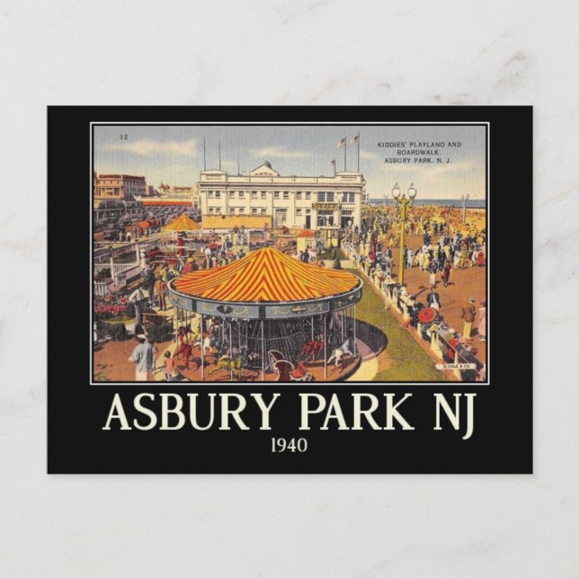Asbury Park, New Jersey, Vintag Postkarte (Vorderseite)