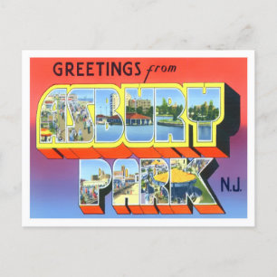 Asbury Park, New Jersey Vintage Große Buchstaben Postkarte