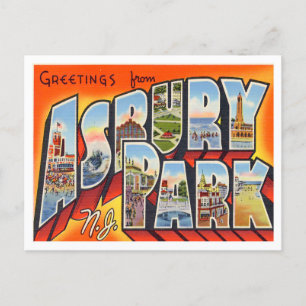 Asbury Park, New Jersey Vintage Große Buchstaben Postkarte