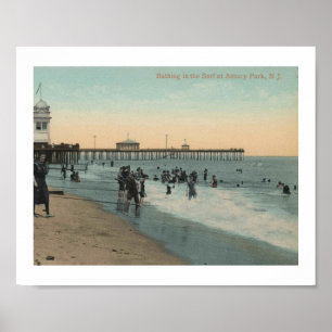 Asbury Park NJ, Baden im Surf 1912 Vintag Poster