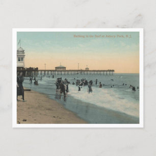 Asbury Park NJ, Baden im Surf 1912 Vintag Postkarte