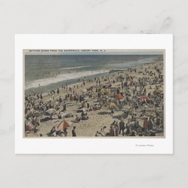 Asbury Park, NJ - Bathing Scene from Boardwalk Postkarte