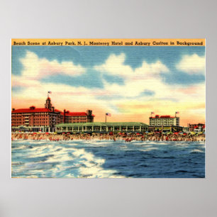 Asbury Park NJ, Beach Scene, Vintag Poster
