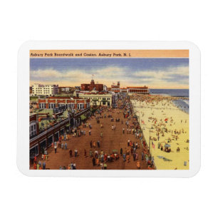 Asbury Park NJ, Boardwalk, Casino, 1950er Vintag Magnet