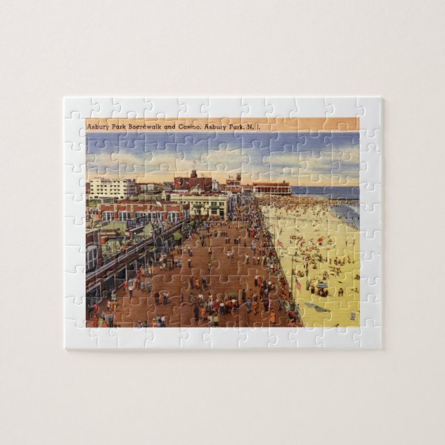 Asbury Park NJ, Boardwalk, Casino, Vintag Puzzle (Horizontal)