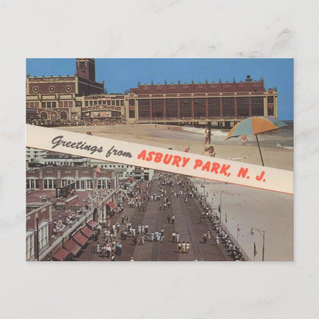 Asbury Park NJ, Greetings, Jersey Shore, Classic Postkarte (Vorderseite)