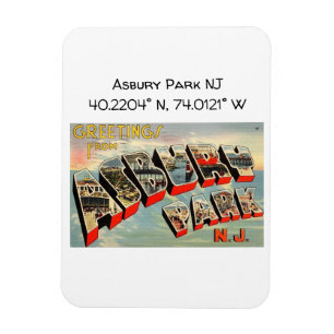 Asbury Park NJ Map Koordiniert Vintagen Stil Magnet