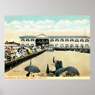 Asbury Park NJ, Strandpromenade, Spielhalle, Vinta Poster