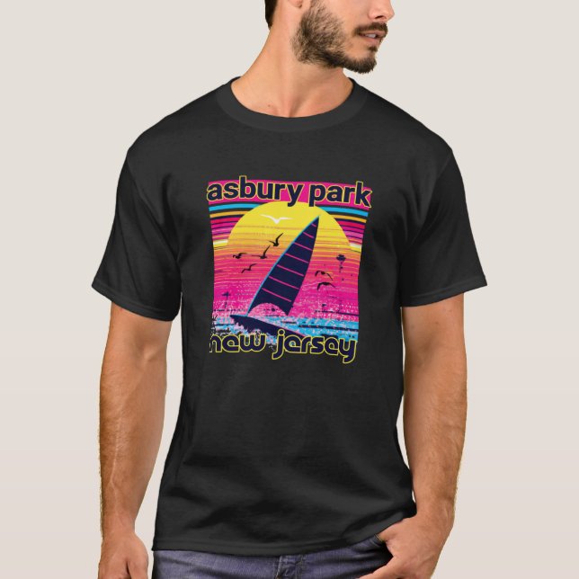Asbury Park Retro 80s Style Souvenir Beach T-Shirt (Vorderseite)