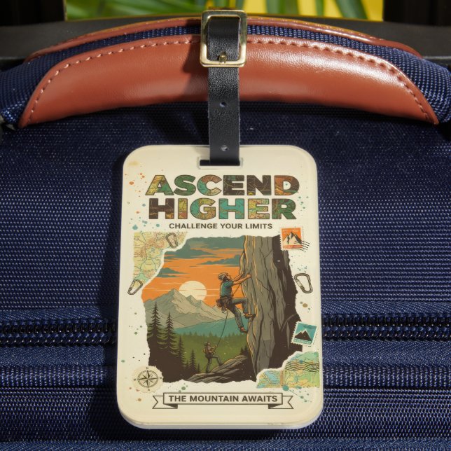 Ascend Higher Mountain Climbing Adventure Art Gepäckanhänger (Vorderseite Insitu 2)
