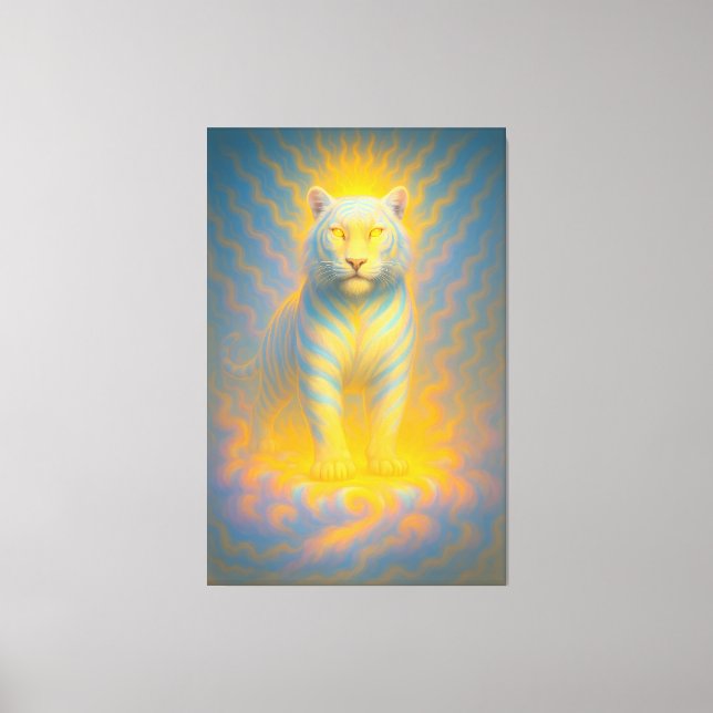 Ascended Sunlit White Tiger | ManJiangHong Fine Ar Leinwanddruck (Vorderseite)