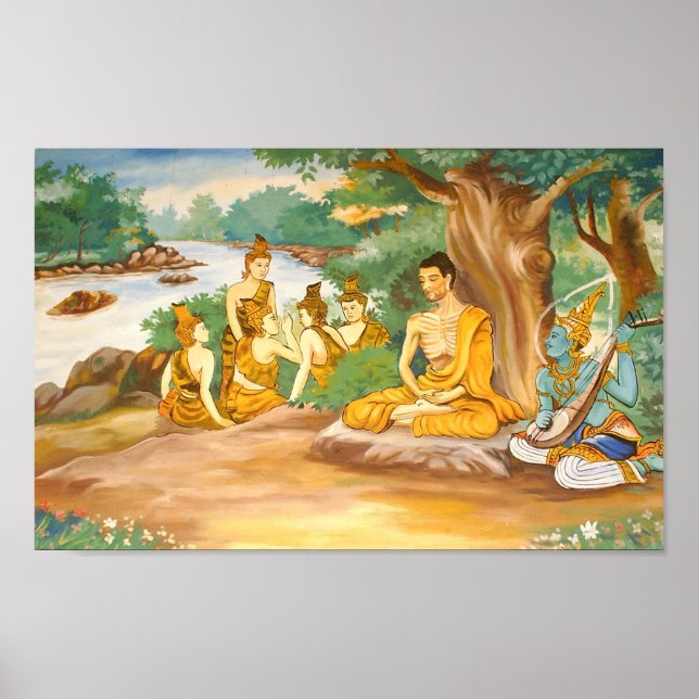 Ascetic Bodhisatta Gotama mit der Gruppe der Fünf Poster (Vorne)
