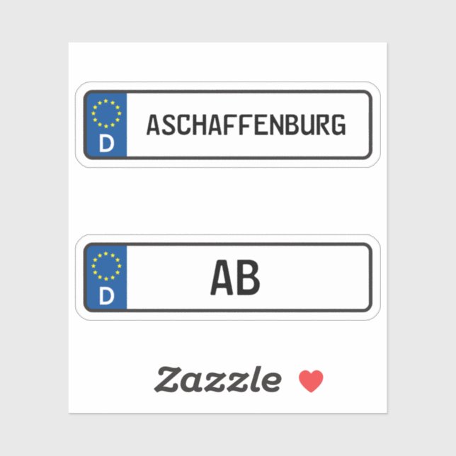Aschaffenburg kennzeichen, deutscher Führerschein Aufkleber (Blatt)