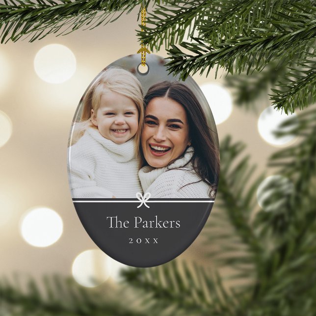 Asche | Einfaches Minimal Bow-Foto Keramik Ornament (Von Creator hochgeladen)