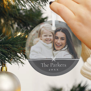 Asche   Einfaches Minimal Bow-Foto Ornament Aus Glas