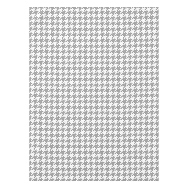 Asche Grau-Weiß-Hahnentrittmuster Karo Tischdecke (Vorderseite)